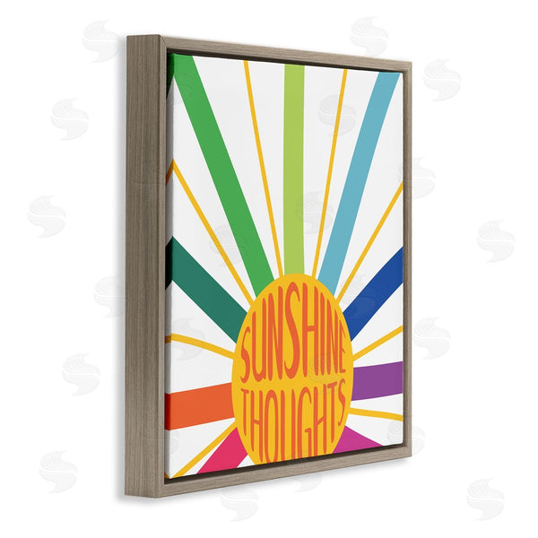 Stupell Industries SD Graphics Studio | Sunshine Thoughts Phrase Rainbow Sunrise Striped Rays Wall Art