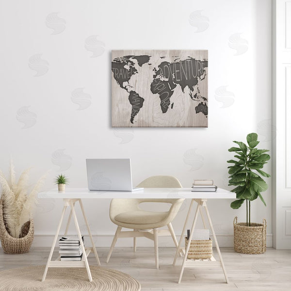 Stupell Industries SD Graphics Studio | Travel Wander Explore Rustic World Map Grain Pattern Wall Art