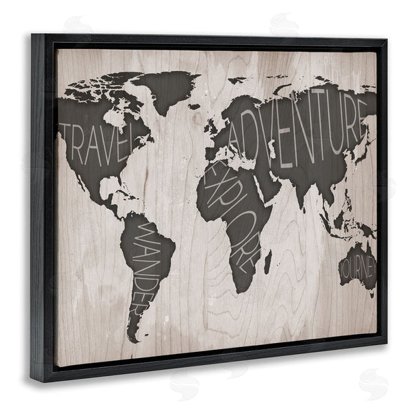 Stupell Industries SD Graphics Studio | Travel Wander Explore Rustic World Map Grain Pattern Wall Art