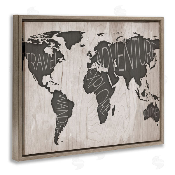 Stupell Industries SD Graphics Studio | Travel Wander Explore Rustic World Map Grain Pattern Wall Art