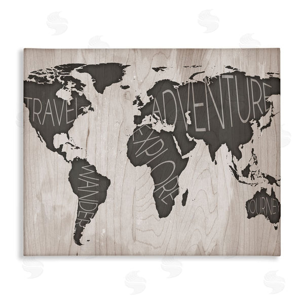 stupell industries SD Graphics Studio | Travel Wander Explore Rustic World Map Grain Pattern Wall Art
