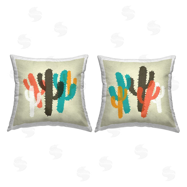 Stupell Industries SD Graphics Studio | Vibrant Overlapping Cactus Printed Throw Pillow Set