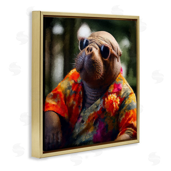 Stupell Industries Sean Parnell | Manatee With Aloha Shirt