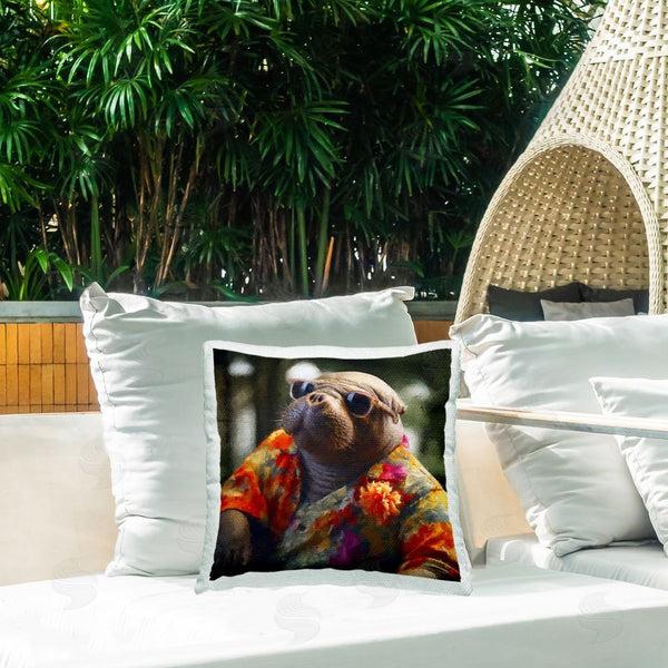 Stupell Industries Sean Parnell | Manatee With Aloha Shirt Printed Throw Pillow