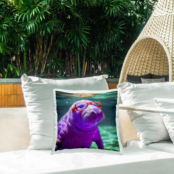 Stupell Industries Sean Parnell | Manatee With Glasses Printed Throw Pillow