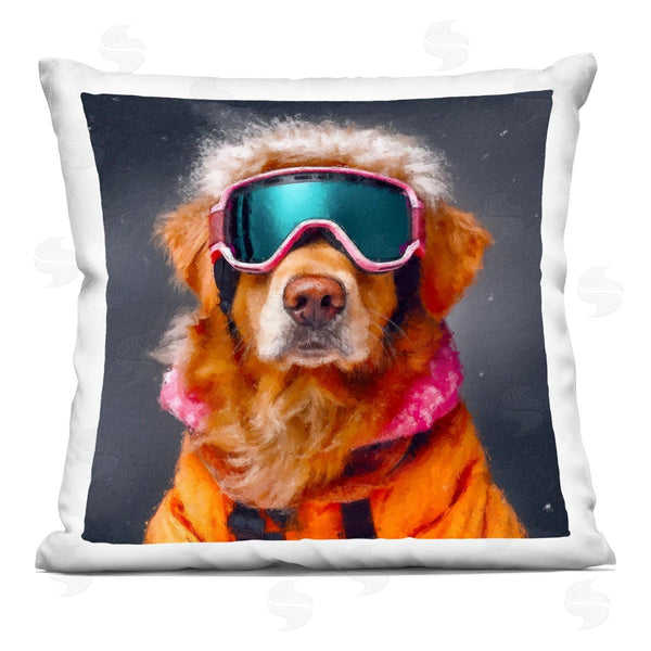 stupell industries Sean Parnell | Ski Dog with Goggles Printed Throw Pillow