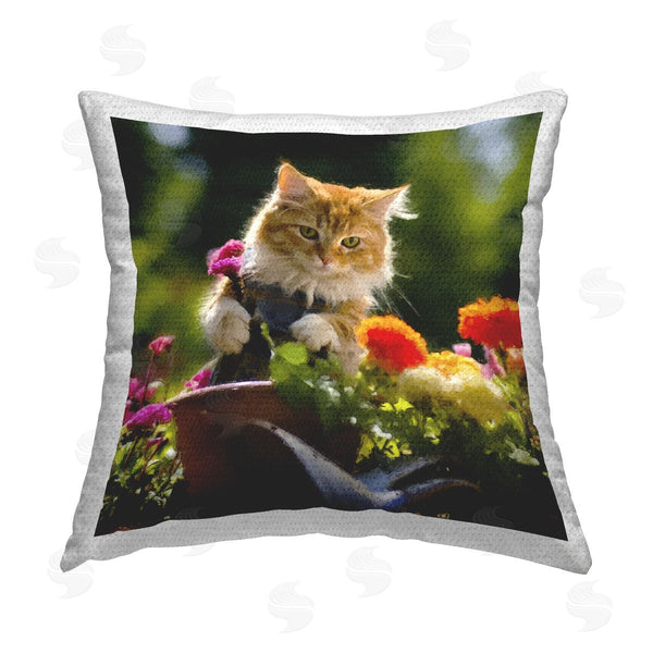 Stupell Industries Sean Parnell | Spring Gardener Kitten Printed Throw Pillow