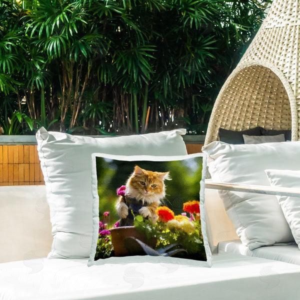 Stupell Industries Sean Parnell | Spring Gardener Kitten Printed Throw Pillow