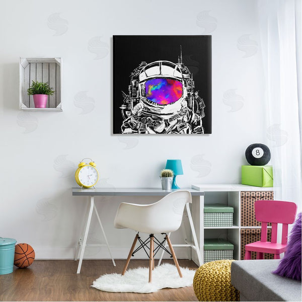 Stupell Industries Sebastian Grafmann | Astronaut Vivid Rainbow Nebula Wall Art