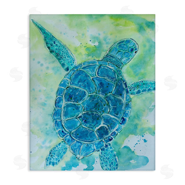 stupell industries Sebastian Grafmann | Blue Sea Turtle Aquatic Bubbles Wall Art