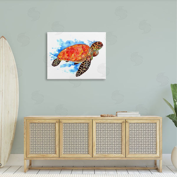 Stupell Industries Sebastian Grafmann | Bold Orange Nautical Turtle Wall Art