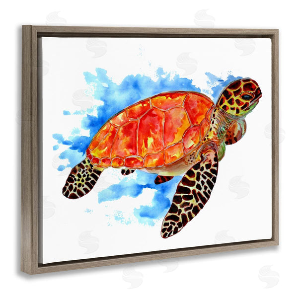 Stupell Industries Sebastian Grafmann | Bold Orange Nautical Turtle Wall Art
