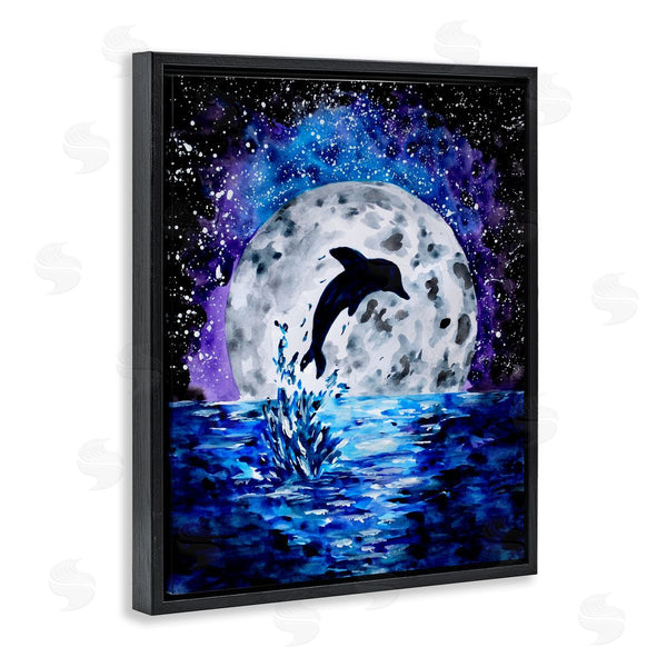 Stupell Industries Sebastian Grafmann | Dolphin Full Moon Splash Wall Art