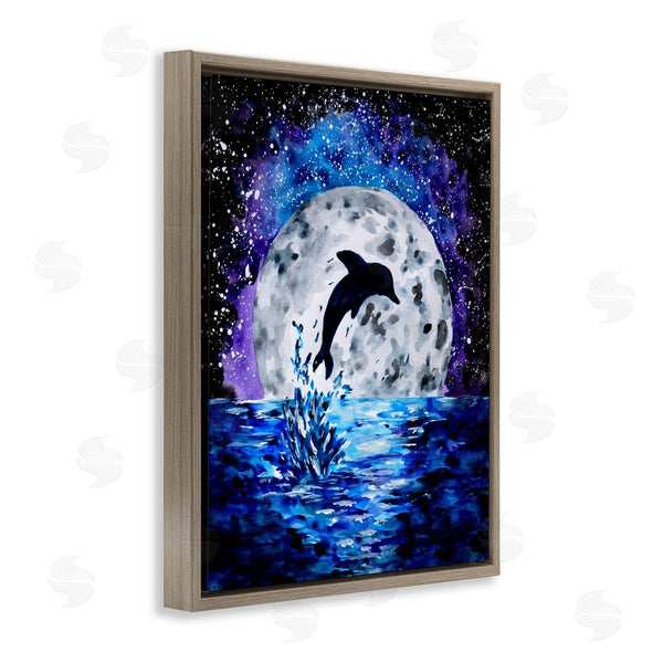 Stupell Industries Sebastian Grafmann | Dolphin Full Moon Splash Wall Art