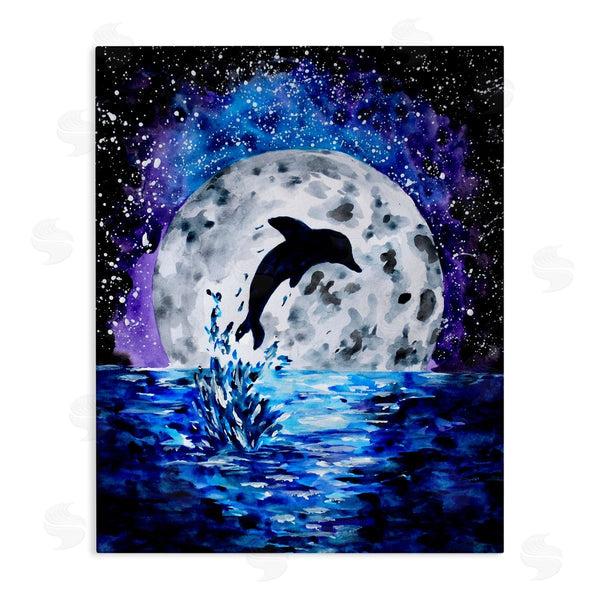 stupell industries Sebastian Grafmann | Dolphin Full Moon Splash Wall Art