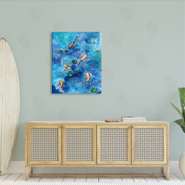 Stupell Industries Sebastian Grafmann | Koi Fish Ripples Pond Lilies Wall Art