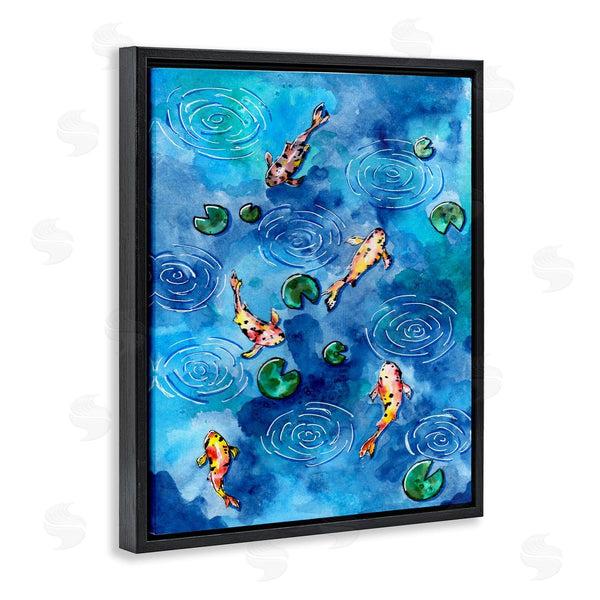 Stupell Industries Sebastian Grafmann | Koi Fish Ripples Pond Lilies Wall Art