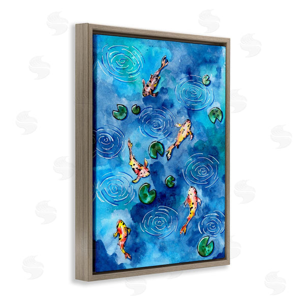 Stupell Industries Sebastian Grafmann | Koi Fish Ripples Pond Lilies Wall Art