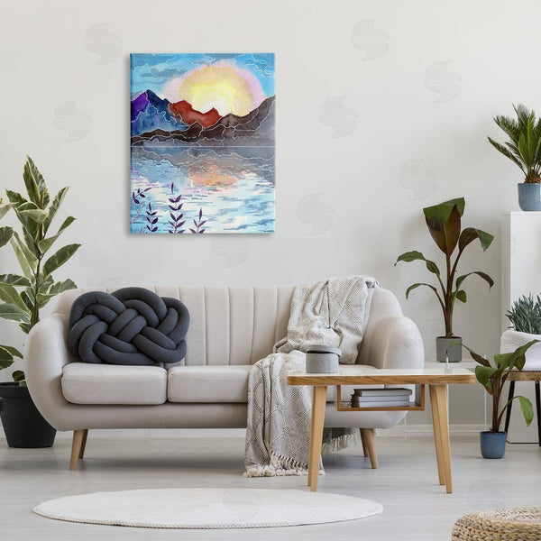 Stupell Industries Sebastian Grafmann | Mountain Lake Nature Outline Wall Art