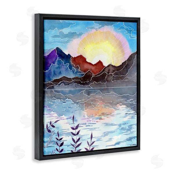 Stupell Industries Sebastian Grafmann | Mountain Lake Nature Outline Wall Art