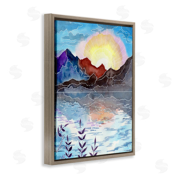 Stupell Industries Sebastian Grafmann | Mountain Lake Nature Outline Wall Art