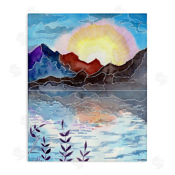 stupell industries Sebastian Grafmann | Mountain Lake Nature Outline Wall Art