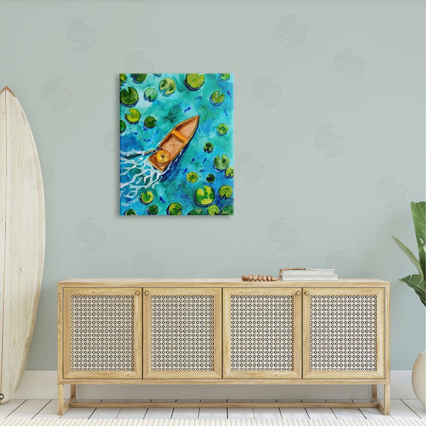 Stupell Industries Sebastian Grafmann | Pond Lilies Lake Boat Splash Wall Art