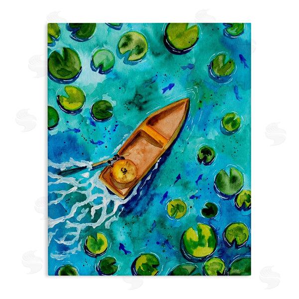stupell industries Sebastian Grafmann | Pond Lilies Lake Boat Splash Wall Art