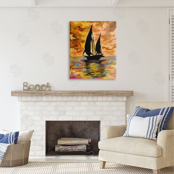 Stupell Industries Sebastian Grafmann | Sailboat At Sunset Wall Art