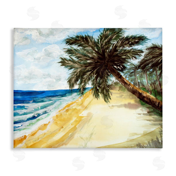 stupell industries Sebastian Grafmann | Summer Palm Overhanging Beach Wall Art