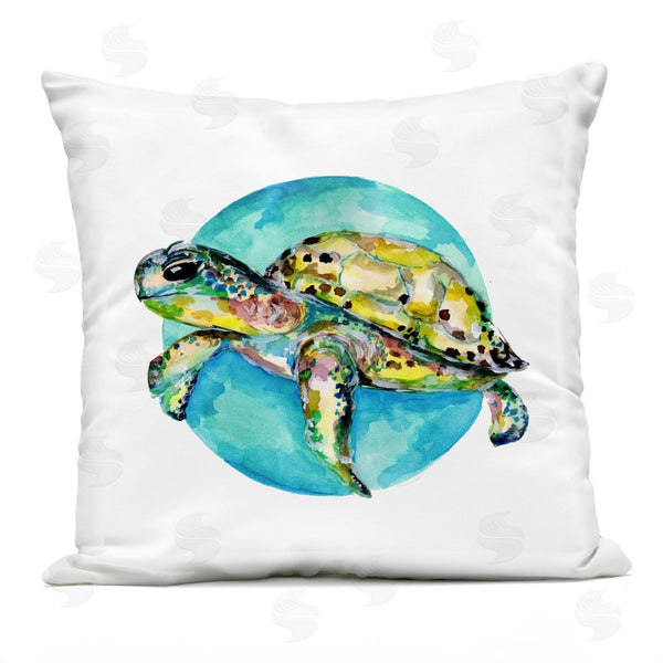 Stupell Industries Sebastian Grafmann | Turquoise Sea Life Turtle Printed Throw Pillow