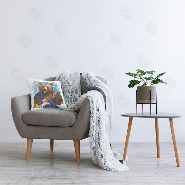Stupell Industries Seven Trees Design | Bear Playing Guitar Printed Throw Pillow
