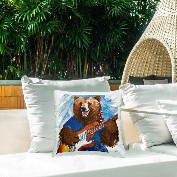 Stupell Industries Seven Trees Design | Bear Playing Guitar Printed Throw Pillow