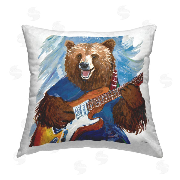 stupell industries Seven Trees Design | Bear Playing Guitar Printed Throw Pillow
