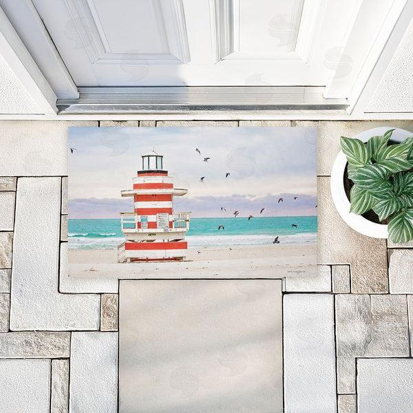 Stupell Industries Seven Trees Design | Birds Surrounding Beach Hut Non-Woven Door Mat