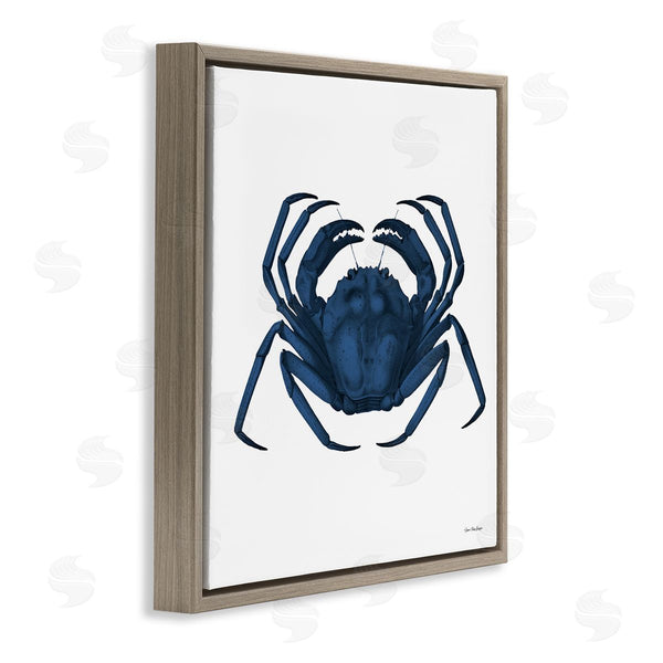 Stupell Industries Seven Trees Design | Casual Cobalt Blue Fighting Crab Marine Animal Illustration Wall Art
