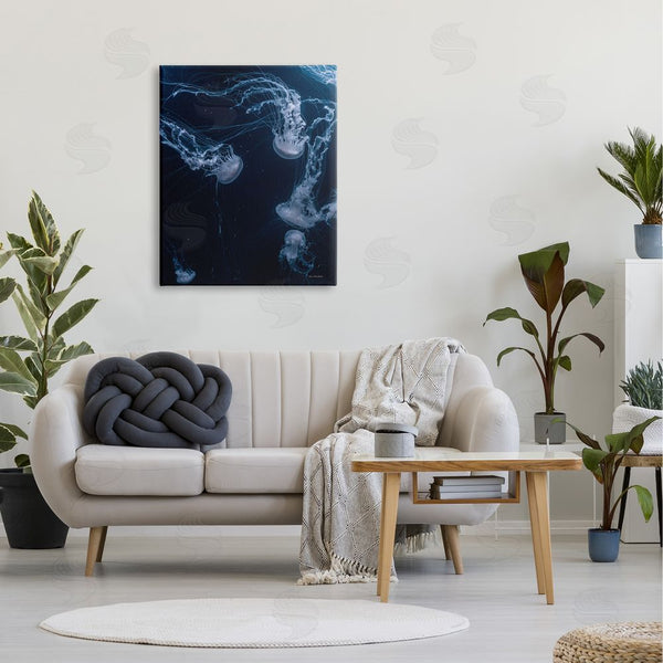 Stupell Industries Seven Trees Design | Chilling Jellyfish Deep Ocean Fluid Marine Life Scene Wall Art