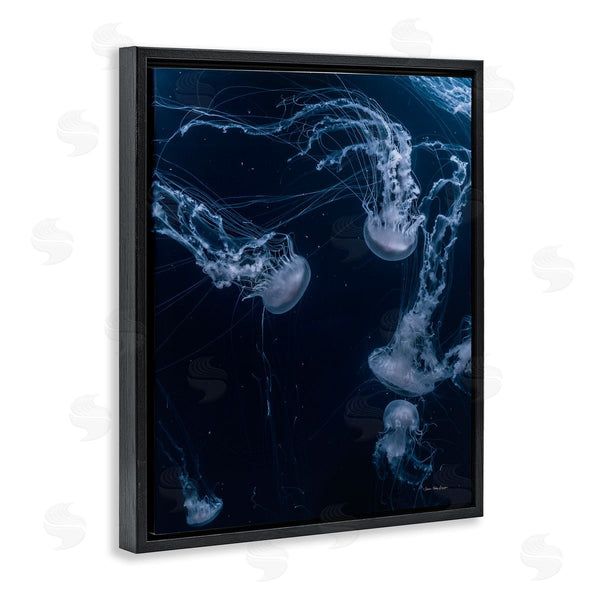 Stupell Industries Seven Trees Design | Chilling Jellyfish Deep Ocean Fluid Marine Life Scene Wall Art