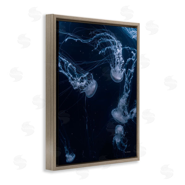 Stupell Industries Seven Trees Design | Chilling Jellyfish Deep Ocean Fluid Marine Life Scene Wall Art