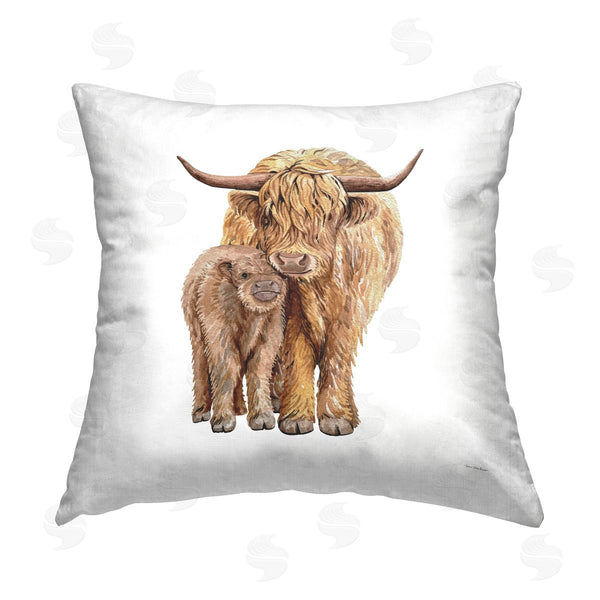stupell industries Seven Trees Design | Highland Cattle & Calf Printed Throw Pillow
