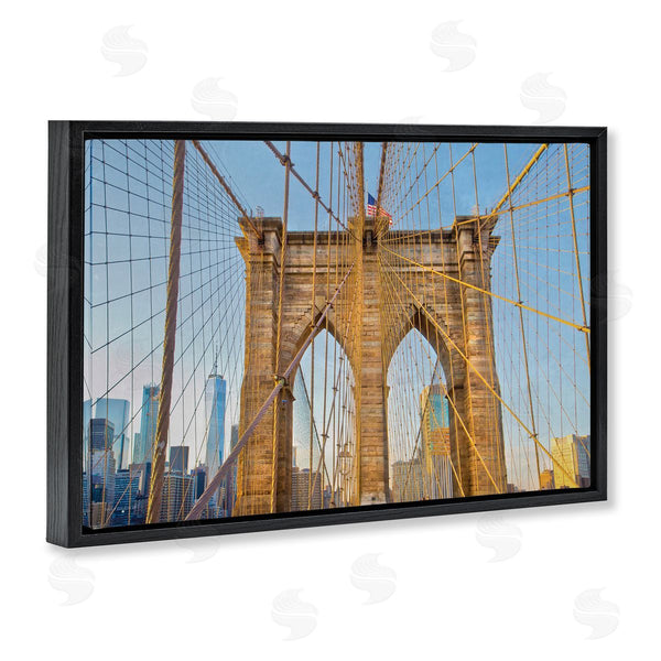 Stupell Industries Seven Trees Design | Industrial Bridge With American Flag