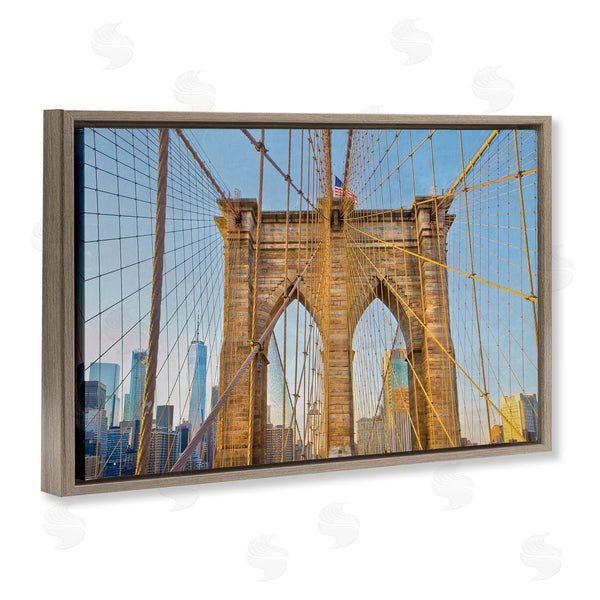 Stupell Industries Seven Trees Design | Industrial Bridge With American Flag