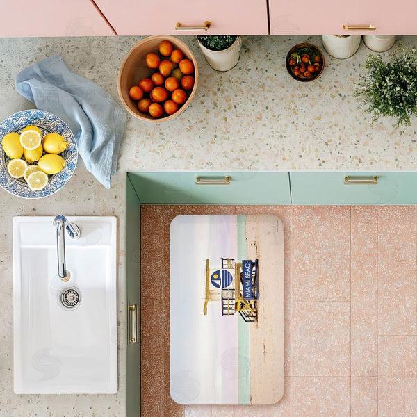 Stupell Industries Seven Trees Design | Miami Beach Lifeguard Hut Anti-Fatigue Mat