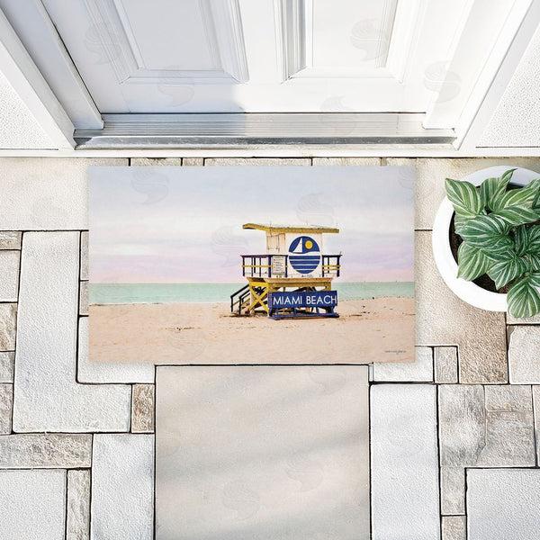 Stupell Industries Seven Trees Design | Miami Beach Lifeguard Hut Non-Woven Door Mat