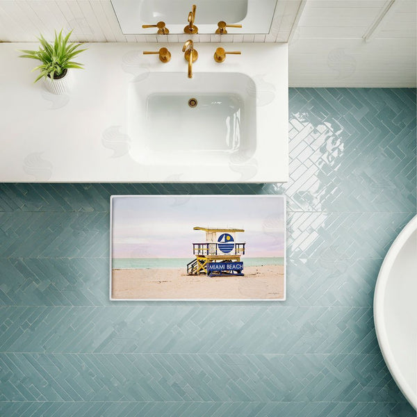 Stupell Industries Seven Trees Design | Miami Beach Lifeguard Hut Plush Bath Mat