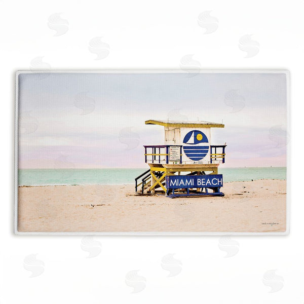 stupell industries Seven Trees Design | Miami Beach Lifeguard Hut Plush Bath Mat