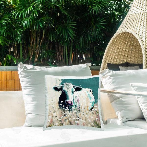 Stupell Industries Seven Trees Design | Modern Cow In Meadow Printed Throw Pillow