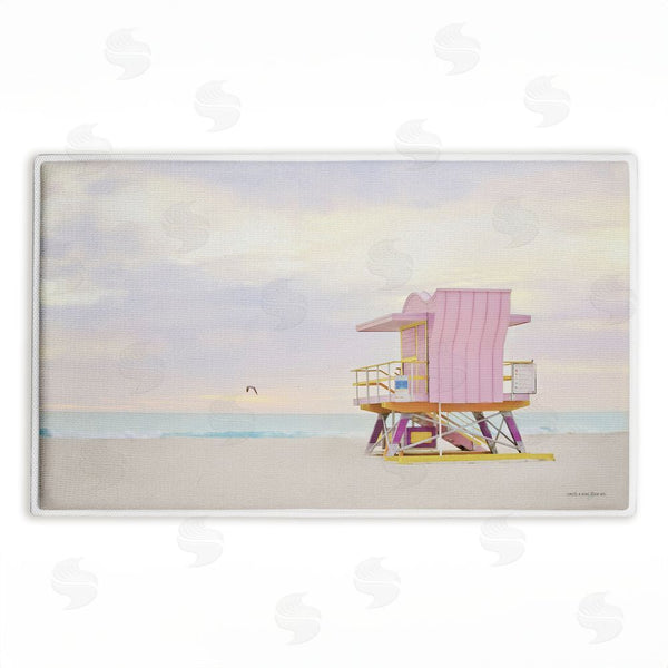 stupell industries Seven Trees Design | Pink Serene Beach Hut Plush Bath Mat