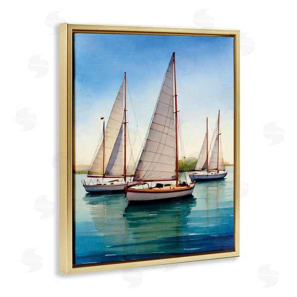 Stupell Industries Seven Trees Design | Sailboat Trio On Calm Sea
