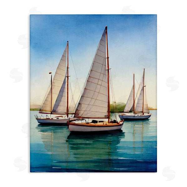 stupell industries Seven Trees Design | Sailboat Trio on Calm Sea